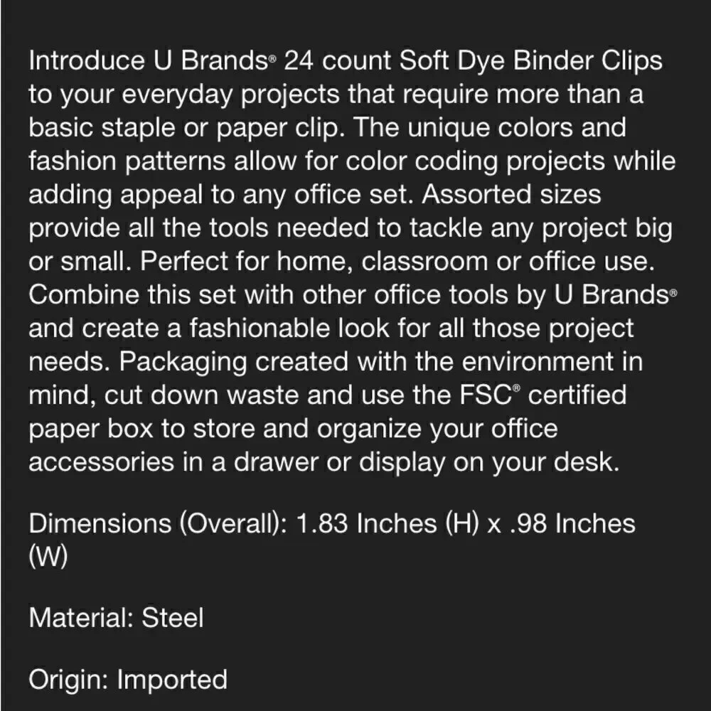 U Brands  24 Steel Paperclips - Picture 7 of 8